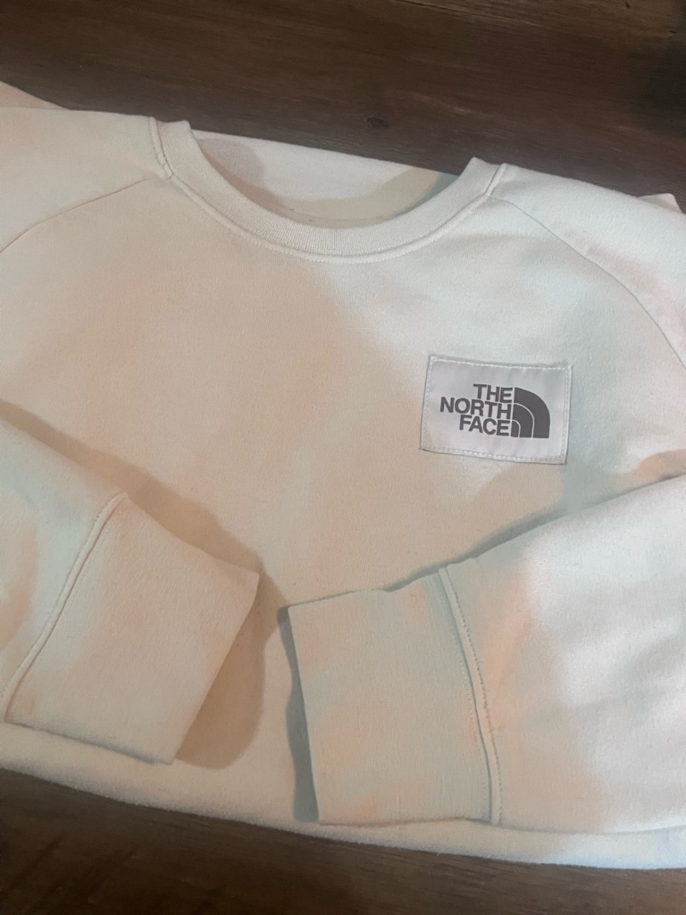 The North Face Cream Crewneck Sweatshirt with Logo Tag